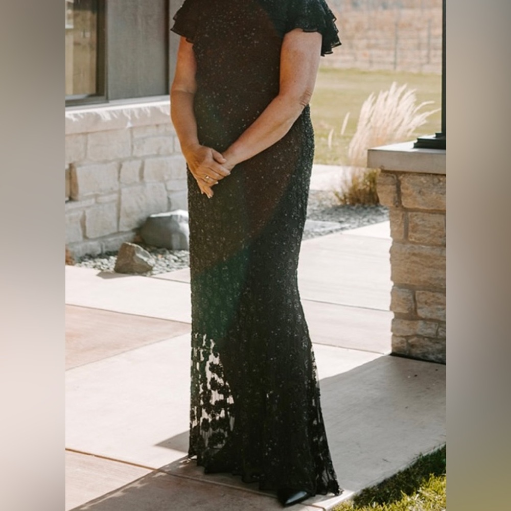 Mac Duggal Black Beaded Gown